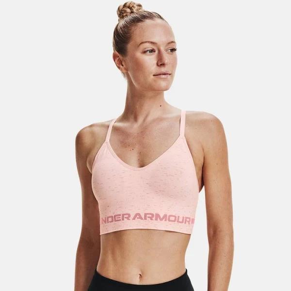 Under Armour Seamless Low Long Sports Bra - Dash Pink/White - XL