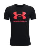 Under Armour Sportstyle Logo Short Sleeve Tee - Boys - Black/Beta