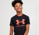 Under Armour Sportstyle Logo Short Sleeve Tee - Boys - Black/Beta