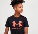 Under Armour Sportstyle Logo Short Sleeve Tee - Boys - Black/Beta