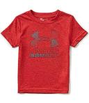 Under Armour Tech Big Logo Short Sleeve Tee - Boys - Blaze Orange/Utility Blue