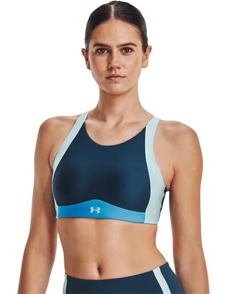 Under Armour Women's Infinity Mid High Neck Shine Sports Bra Blue XS