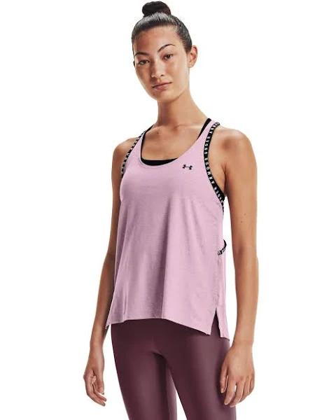 Under Armour - Women's Knockout Mesh Back Tank - Mauve Pink Light Heather/Black - XS