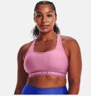 Under Armour Womens Mid Crossback Heather Sports Bra Pink XL