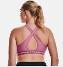 Under Armour Womens Mid Crossback Heather Sports Bra Pink XL