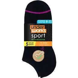Underworks Cushion No Show Sock 5 Pack