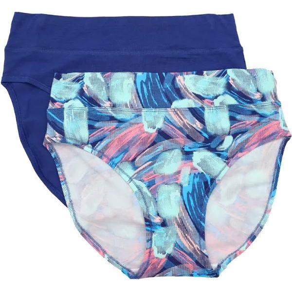 Underworks Women's Smooth Lines Hi-Cut Briefs 2 Pack - Multi - Size 16