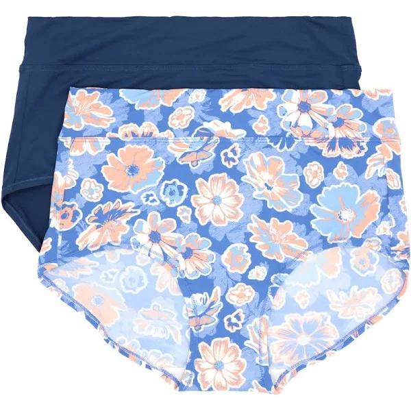 Underworks Women's Smooth Lines Microfibre Full Brief 2 Pack - Blue - Size 12