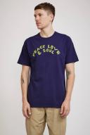 Universal Works - Peace Love and Soul Print Tee - Navy Size: XL, Colo