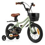 Costway 36 cm & 40 cm & 46 cm Adjustable Kids Bike with Training Wheels-Green-14 Inches