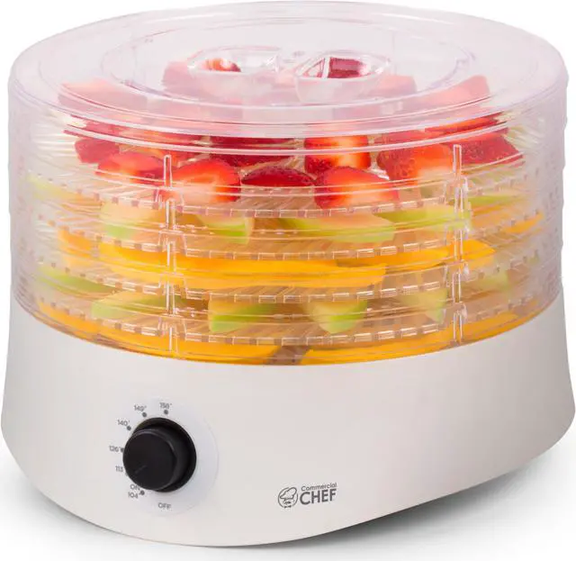 Commercial Chef Food Dehydrator, Dehydrator For Food and Jerky, CCD100W6, 280 Watts, White