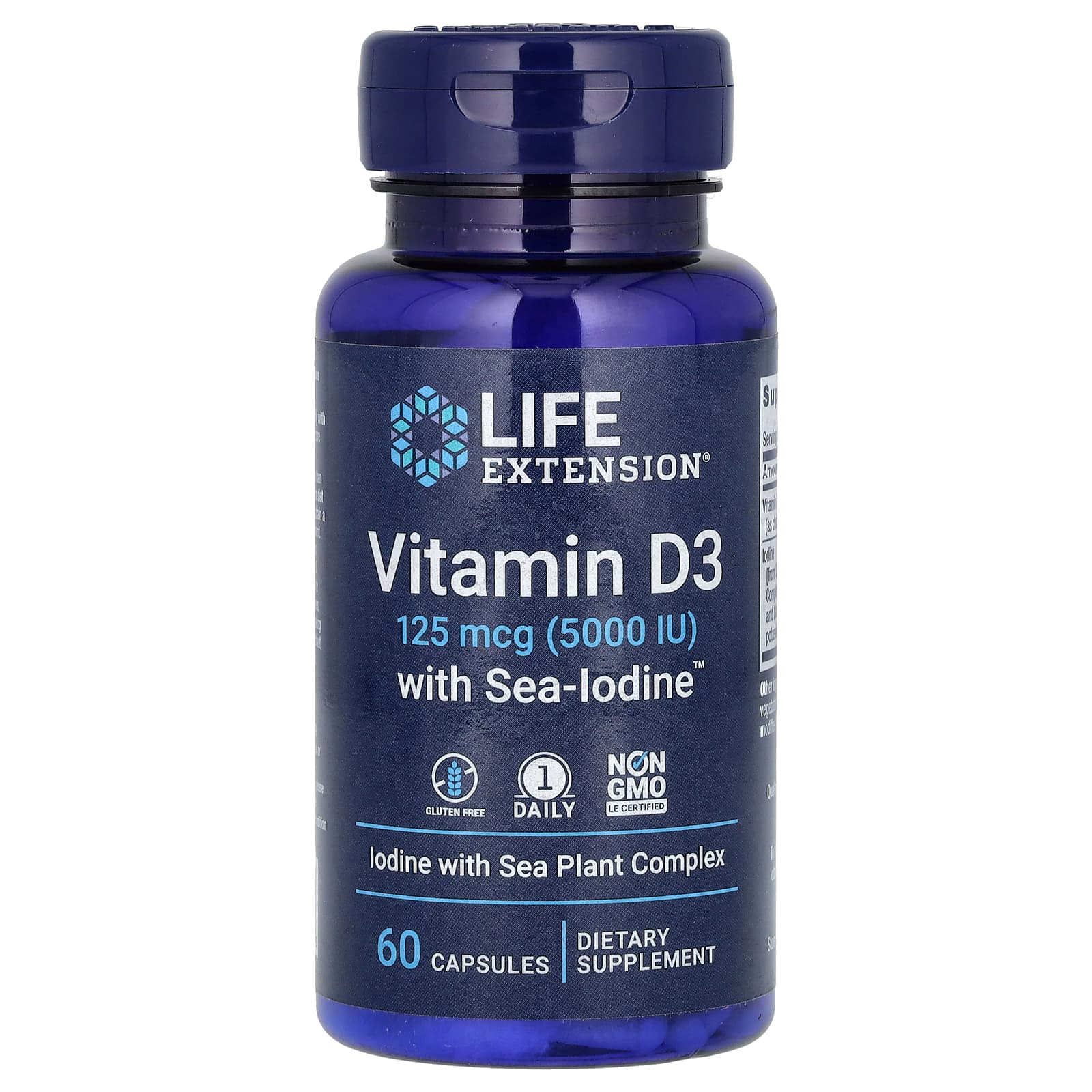 Life Extension - Vitamin D3 5000 IU with Sea-Iodine - 60 Capsules