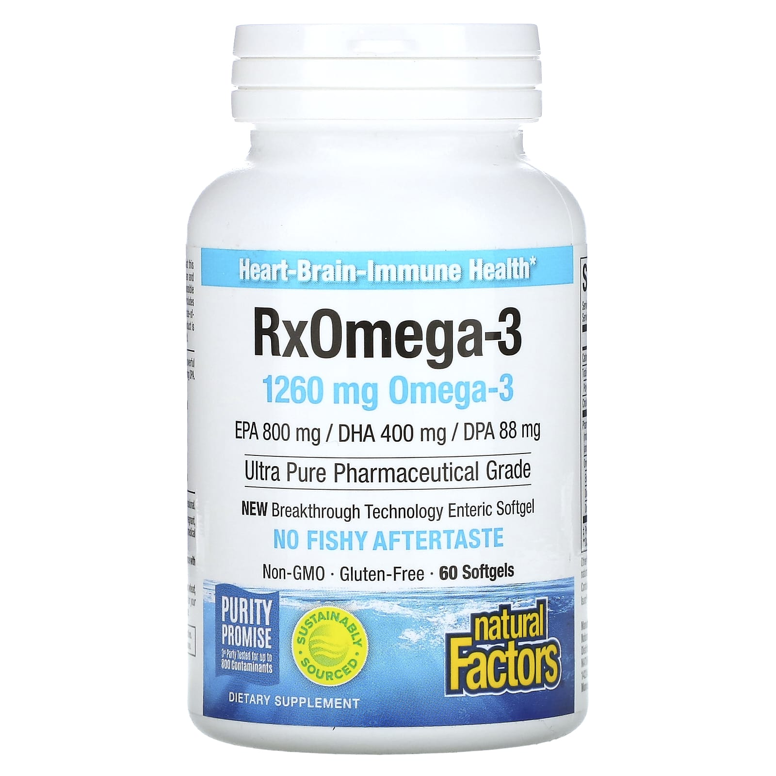 Natural Factors RxOmega-3 Mini-Gels 500 MG 60 Enteripure Softgels