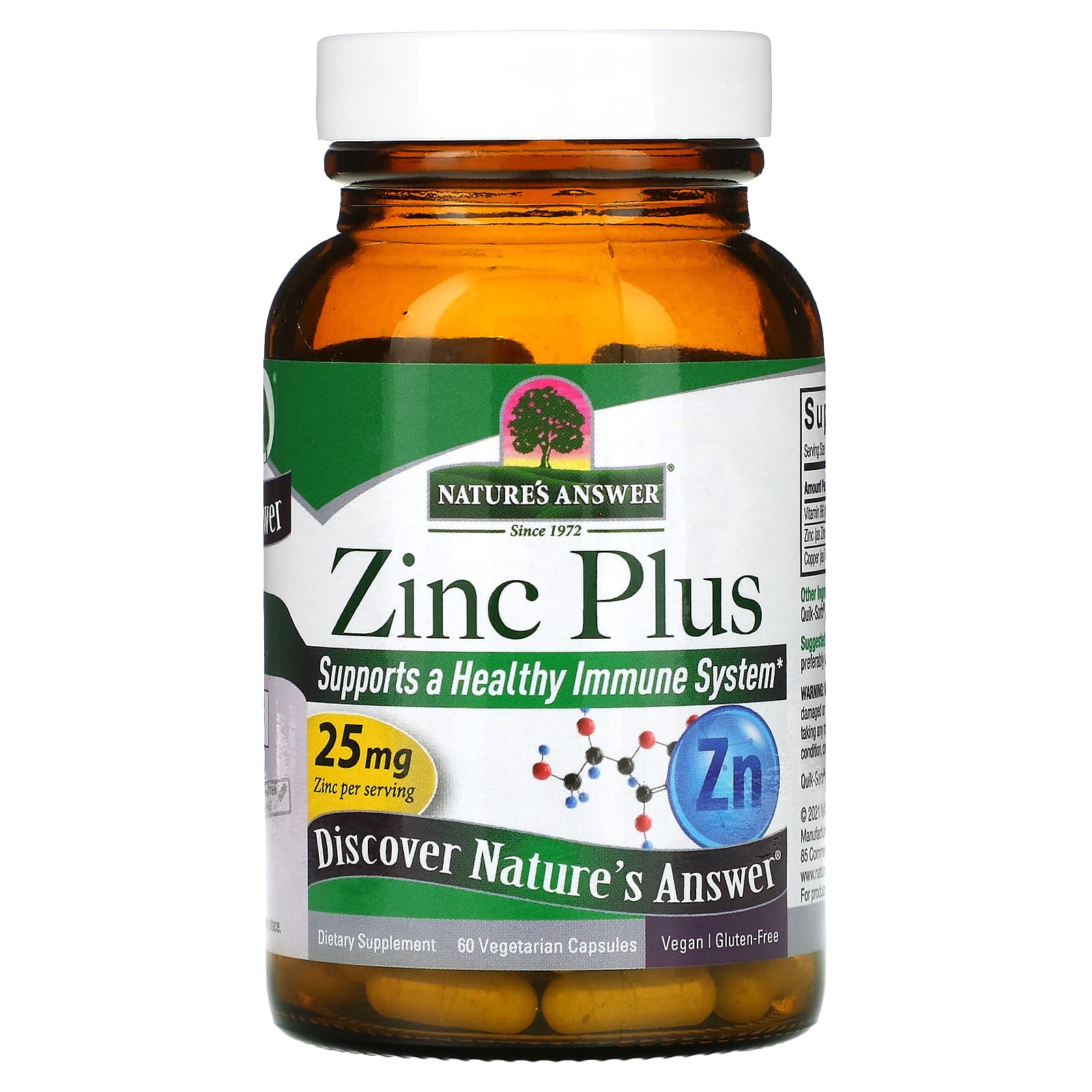 Nature's Answer Zinc Plus 25 MG 60 Vegetarian Capsules