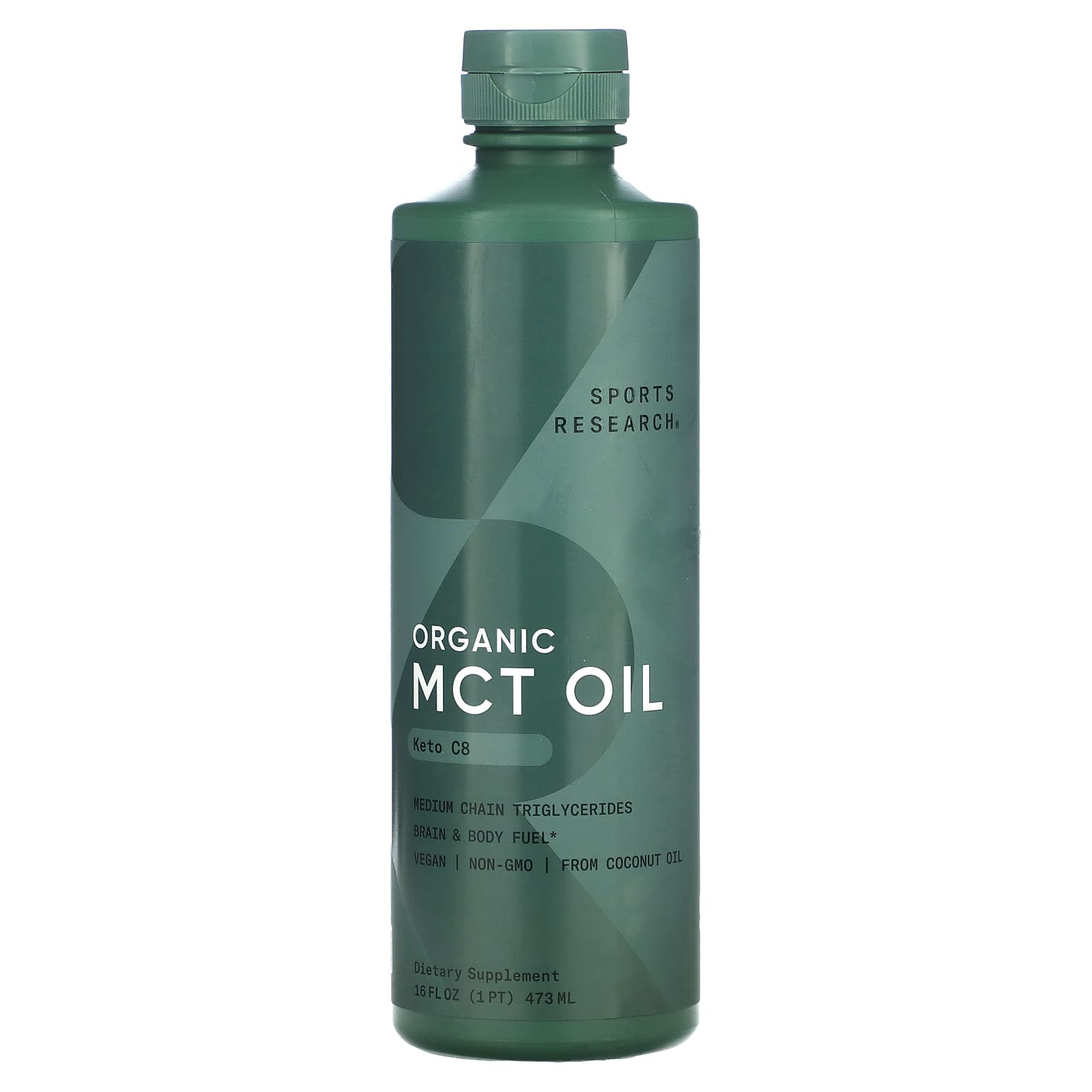 Sports Research Organic MCT C8 Oil Unflavored 16 fl oz (473 ml)