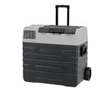 52L Brass Monkey Portable Fridge or Freezer with Solar Charger Board Plus Handles + Wheels and Supports Removable Battery