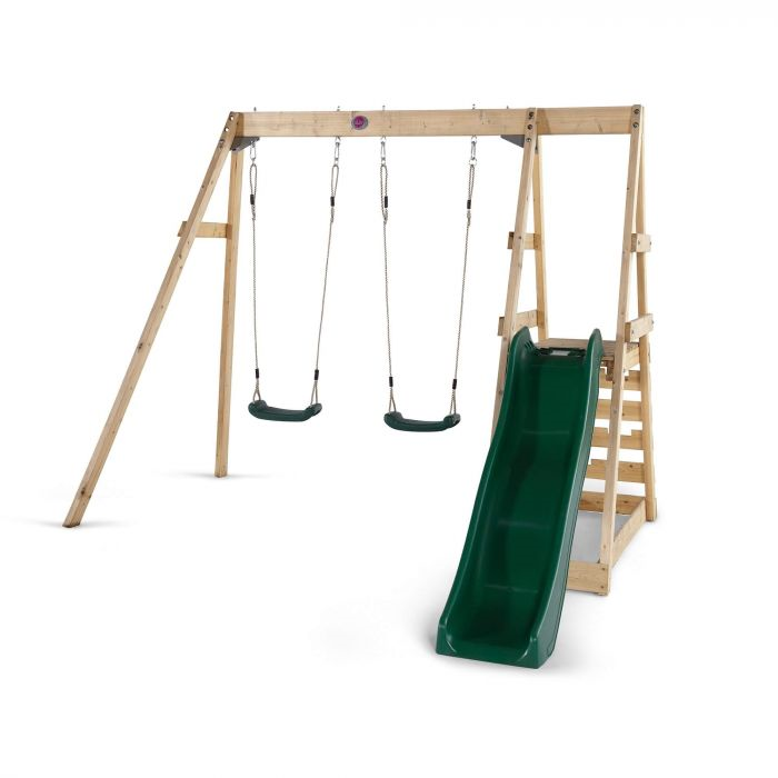 Plum Play Tamarin Play Centre - Double Wooden Swing Set with Slide