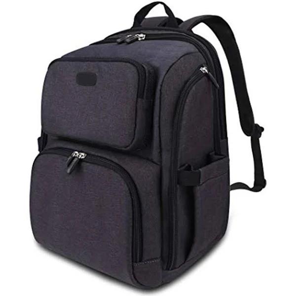 La Tasche Iconic Nappy Backpack - Charcoal With Black Trim