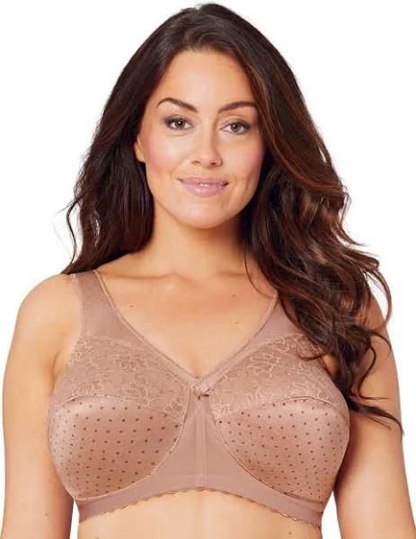 Plus Size Women's Magic Lift Support Wireless Bra 1000 by Glamorise in Cappuccino Dot (Size 54 D)