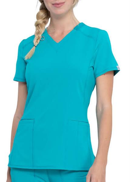 Cherokee Infinity CK865A Scrubs Top Women Teal Blue