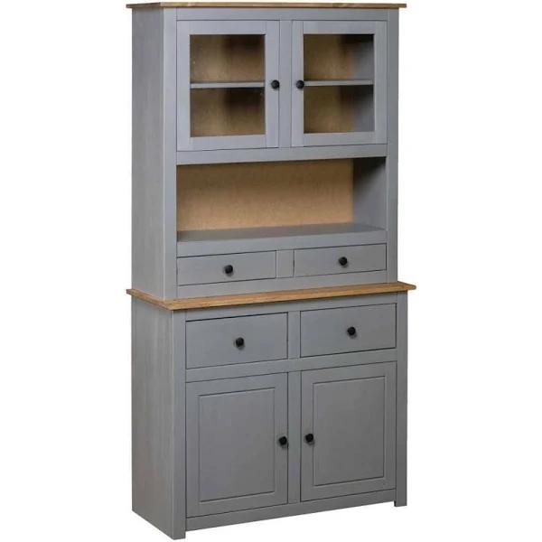 vidaXL Highboard | Grey | 93x40.5x180 cm Solid Pine Panama Range