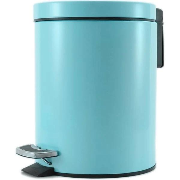 SOGA Foot Pedal Stainless Steel Rubbish Recycling Garbage Waste Trash Bin Round 7L Blue