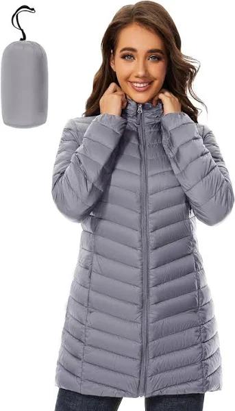 Another Choice Women Puffer Jacket Hooded Warm Lightweight Packable Quilted Puffer Coat Outwear