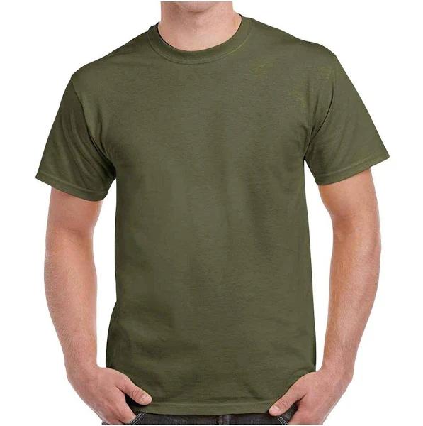 Gildan Mens Heavy Cotton T-Shirt (Military Green) (5XL)