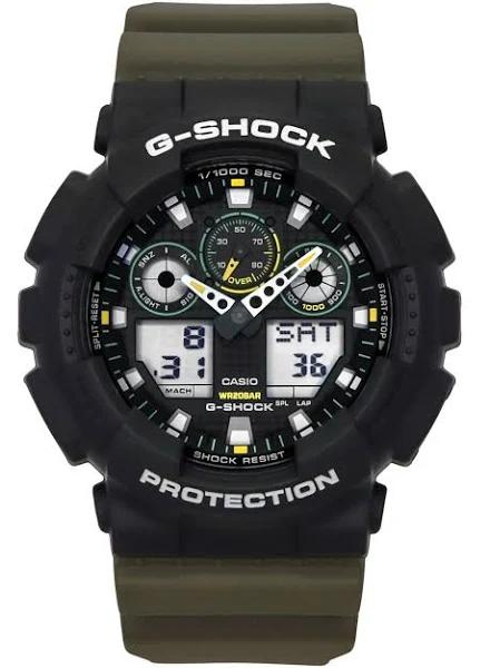 Casio G-Shock Analog Digital Resin Strap Black Dial Quartz GA-100TU-1A3 200m Men's Watch