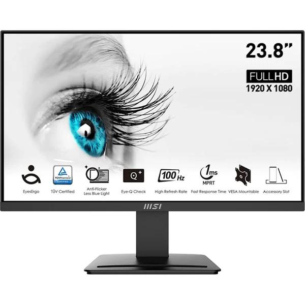 MSI Pro MP2412 24" FHD 100Hz Business Monitor 1920x1080 - HDMI - DisplayPort - Tilt Adjustable - 75x75 VESA