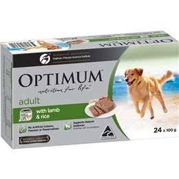 Optimum Lamb and Rice Dog Food with Trays 24x100g 24 Pack