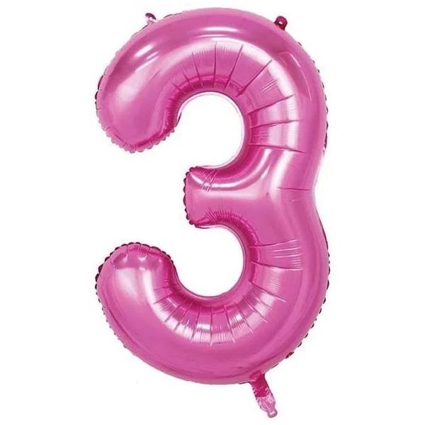 Pink Number 3 Balloon 86cm