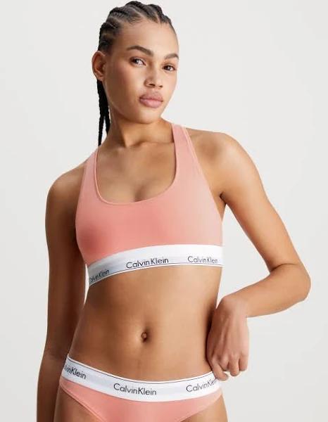 Calvin Klein Modern Cotton Unlined Bralette in Coral Almond, Size XS