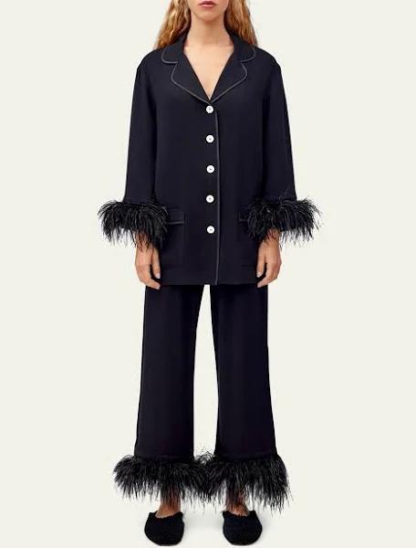 Sleeper | Women Party Pajama Set W/feathers Black XL