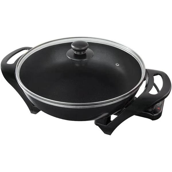 Quest Fast Electric Non-Stick Wok with Lid 1500 Watt Black