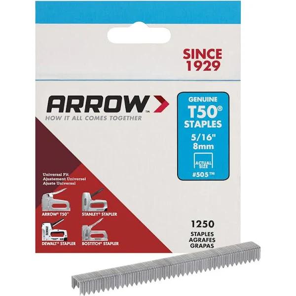 Arrow 8mm T50 Staples - 1250 Pack