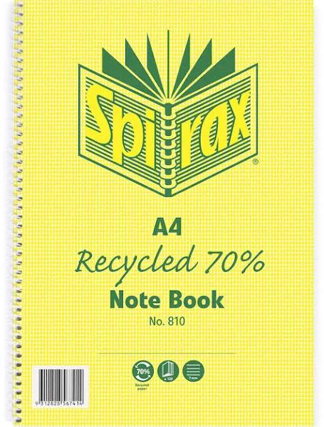 Spirax 810 Recycled Notebook 120 Page A4