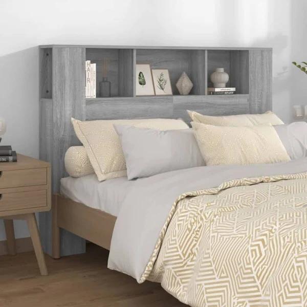 vidaXL Headboard Cabinet Grey Sonoma 140×18.5×104.5 cm