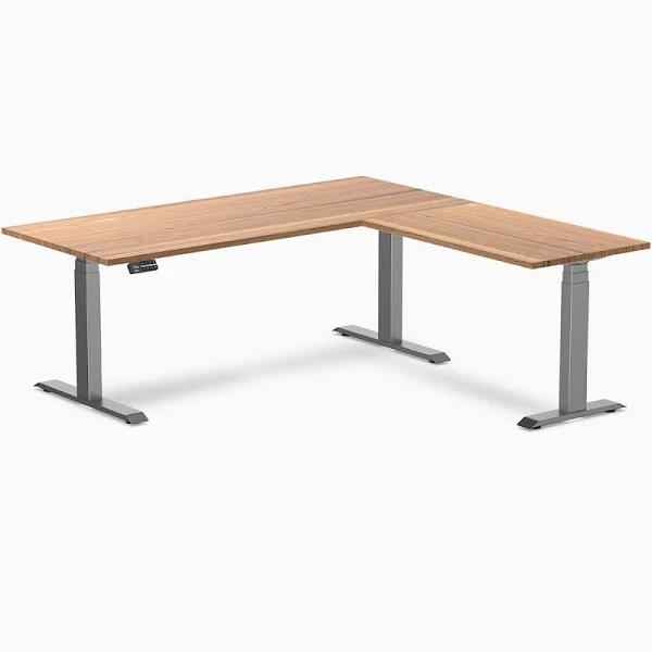 Desky Hardwood L-Shape Sit Stand Desk - Red Oak 1800x750x1750x600mm