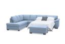 Light Blue Upholstered Linen Rumpus Fabric Corner Suite Left-Hand Facing Chaise with Sofa Bed