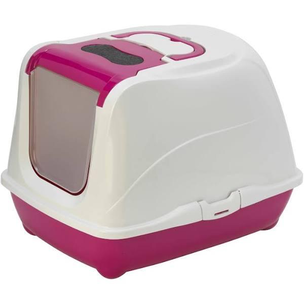 Moderna Flip Cat Enclosed Cat Litter Box, Hot Pink