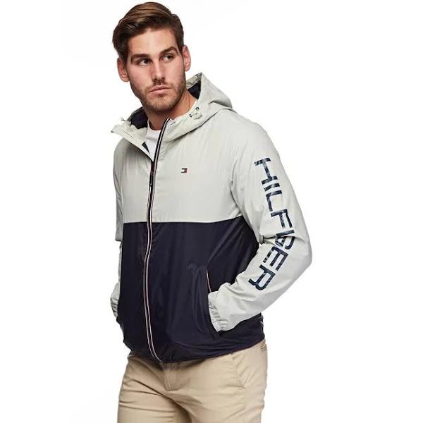 Tommy Hilfiger Men's Lightweight Active Water Resistant Hooded Rain Jacket