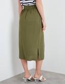 Rockmans Midi Length Button Curved Hem Belted Skirt - Womens - Khaki AU Size 12 - AfterPay & zipPay Available