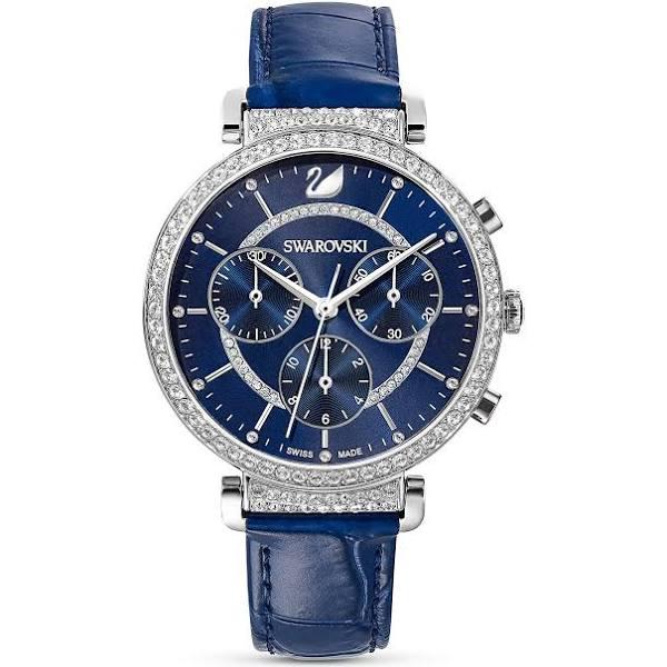 Swarovski Passage Chrono Watch, Leather Strap, Blue, Stainless Steel