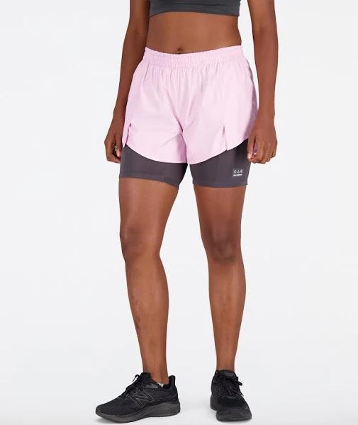 New Balance Impact at 3 2 in 1 Shorts Purple L Woman