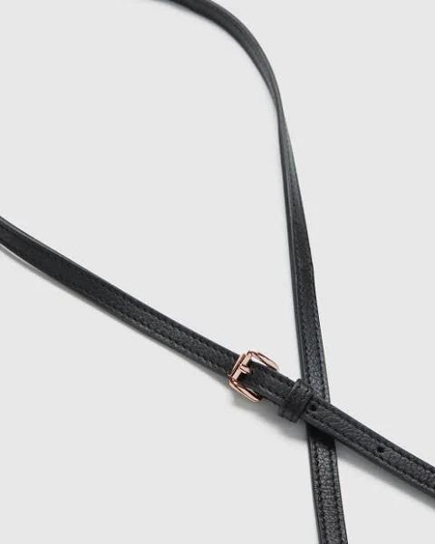 Mimco Link Crossbody Bag Strap 8mm Black Rose Gold | Leather