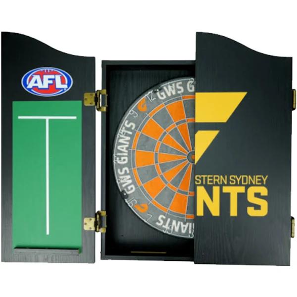 AFL - Official AFL Dartboard, Cabinet & Darts - Complete Darts Set - GWS Giants