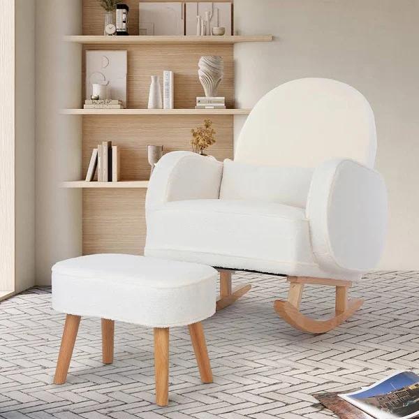 Levede Rocking Chair Nursery Rocker Armchair Lounge Sofa Ottoman Footstool