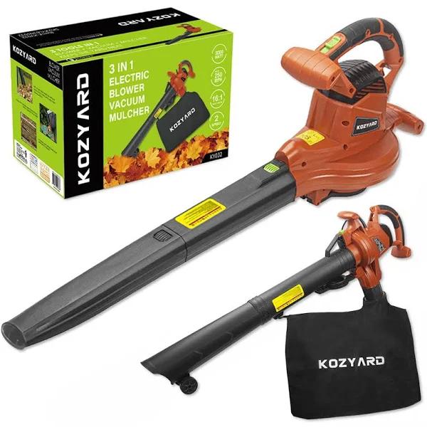 KOZYARD 3-in-1 Electric Leaf Blower Vacuum Mulcher 3000w Hand-held Leaf Vac Garden Gauge