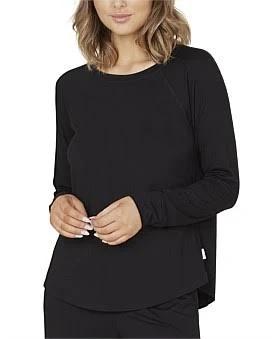 David Jones Boody Goodnight Raglan Sleep Long Sleeve Top in Black, Size XS